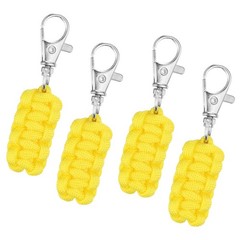 4pcs Paracord Zipper Pulls Paracord Lanyard Keychain Light Yellow