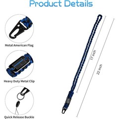Thin Blue Line Paracord Keychain Neck Lanyard for Keys with Cool USA Flag Men