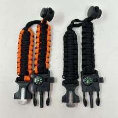 Atomic Bear Paracord Cobra Survival Bracelet 2pk Compass Fire Starter Black Org