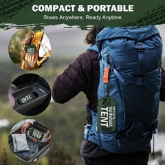 Life Emergency Shelter Survival Tent – 2 Person Space Blanket 2 Pack, Green