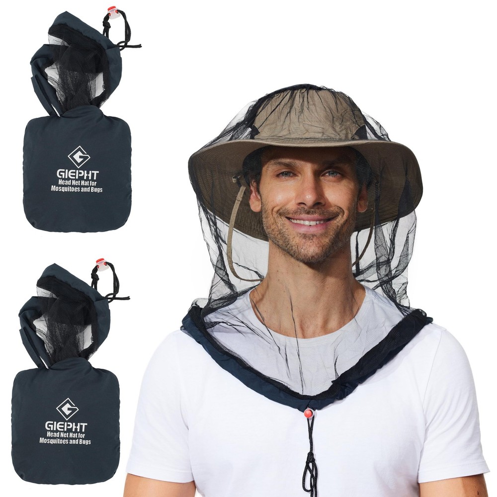 2 Pack Mosquito Head Net Mesh for Hiking & Outdoors,Bug Netting over Hat Adul…