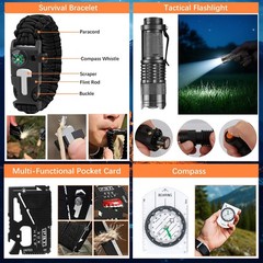 69 Piece Outdoor Emergency Survival Kit Outdoor, Tactical Flashlight Comp…