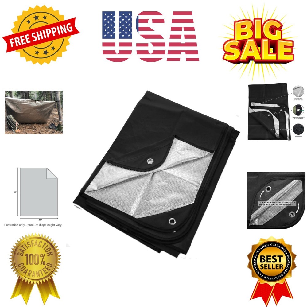 Insulated Tarp, Reusable Heavy Duty Thermal Survival Blanket – 60x82in, Refle…
