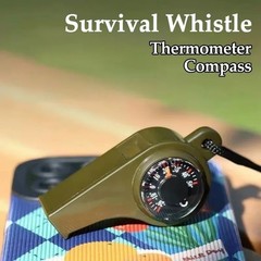 3 in 1 Survival Whistle with Compass Thermometer Outdoor Camping Hiking Gear New