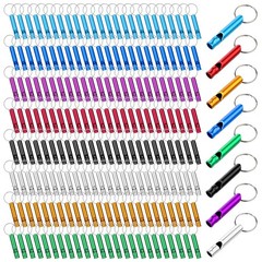 200 Pcs Emergency Whistle with Keychain, Colorful Aluminum Survival Whistles …