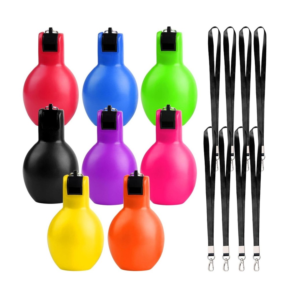 8 Pieces Hand Whistle with Lanyard Loud Press Hand Whistle Manual for Coaches