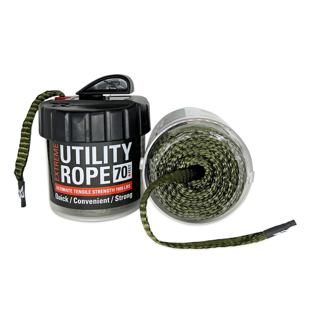Rapid Rope Canister, 70ft Olive Green Tactical Paracord, 1100lb Test, USA