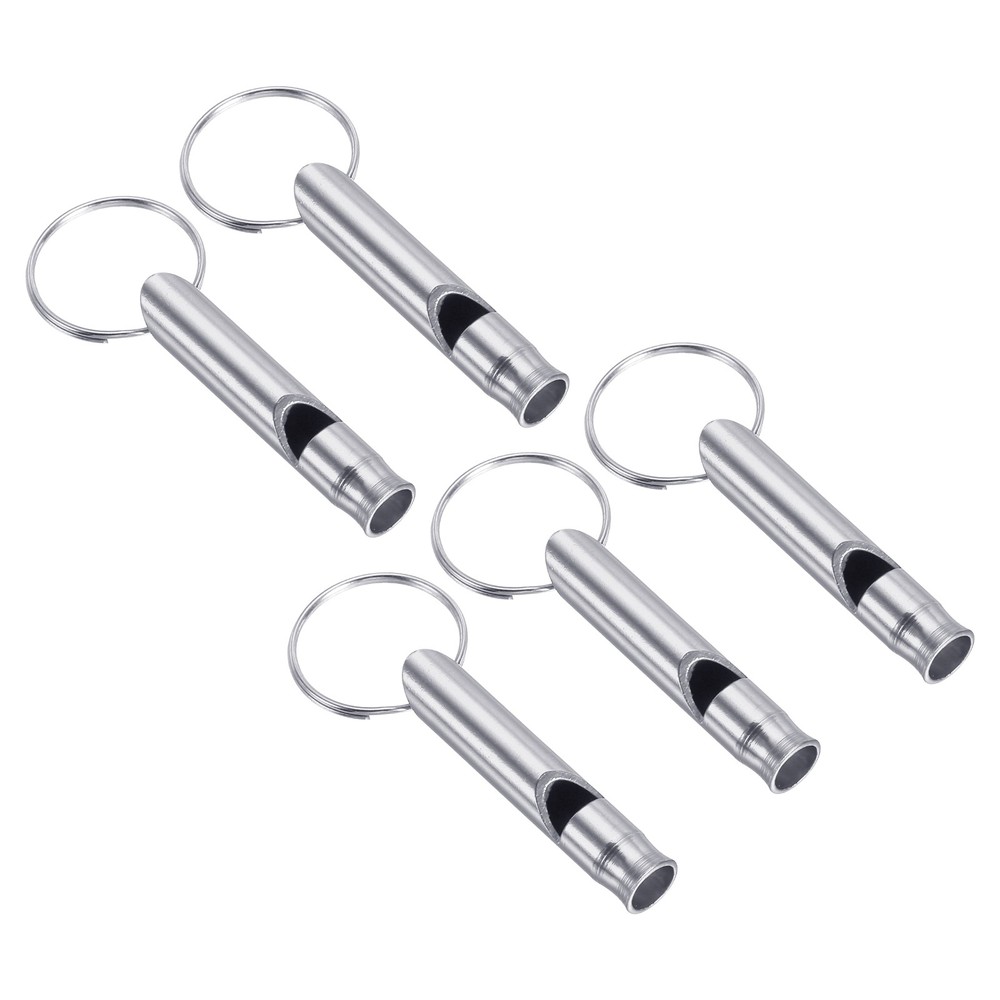 Emergency Whistle, 5pcs Safety Survival Whistle for Camping Hiking, Silver