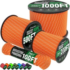 Reflective Paracord Rope 750 lb 100ft 5/32″ Parachute Cord 4MM 12Strand para…