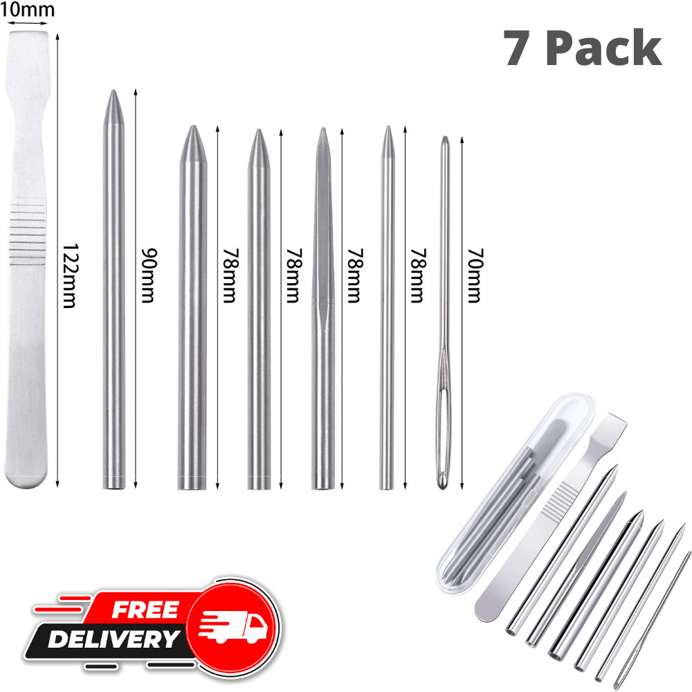 Stainless Steel Paracord FID Set Lacing Stitching Needles &Smoothing Tool 7-Pack