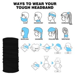 6pcs Magic Headband Face Mask Head Wrap Elastic Bandana 50*25cm, Black
