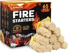Natural Fire Starter Sticks 65 Pack Long Burn Time for Charcoal Grill Fireplace