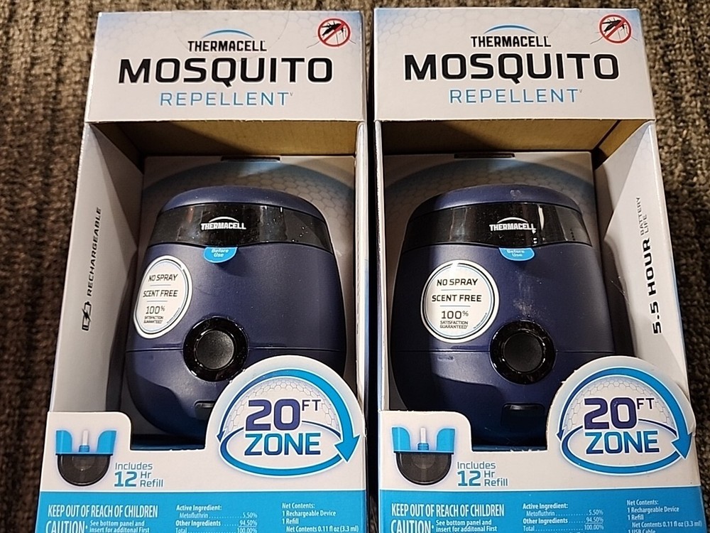 Lot of 2 Thermacell Mosquito Repellent E55 Rechargeable Dark Blue/Midnight