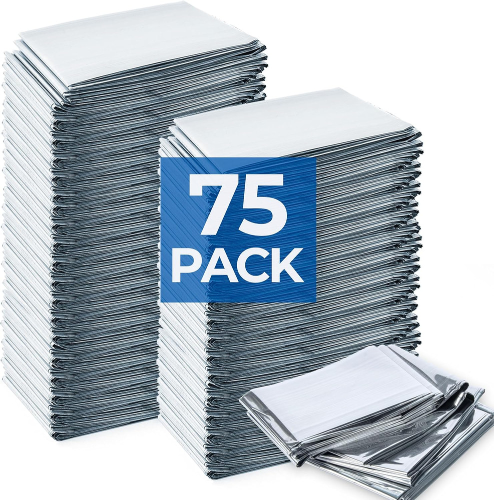 K Kingstar Emergency Blanket 75 Pack, 84″ L x 52″ W, Bulk Supply for Homeless Ou