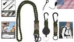 3 Pcs Heavy Duty Paracord Lanyard Set with Retractable Keychain and Clip