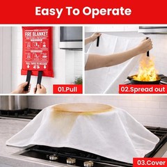 40″x40″ Emergency Fire Blanket for Home Kitchen, Fiberglass Safety