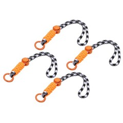 4Pcs Paracord Lanyard Keychain with Spring Ring, Wavy Design,Black,White,Orange