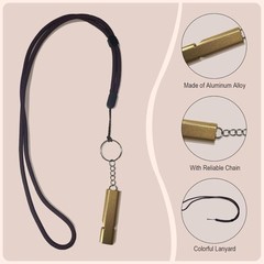 3 Pack Survival Safety Whistles with Double-tube, Golden, Silver, Black