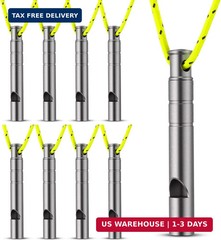 Seenelling 8 Pcs Titanium Emergency Whistles, 120dB Safety Whistle with Lanyard