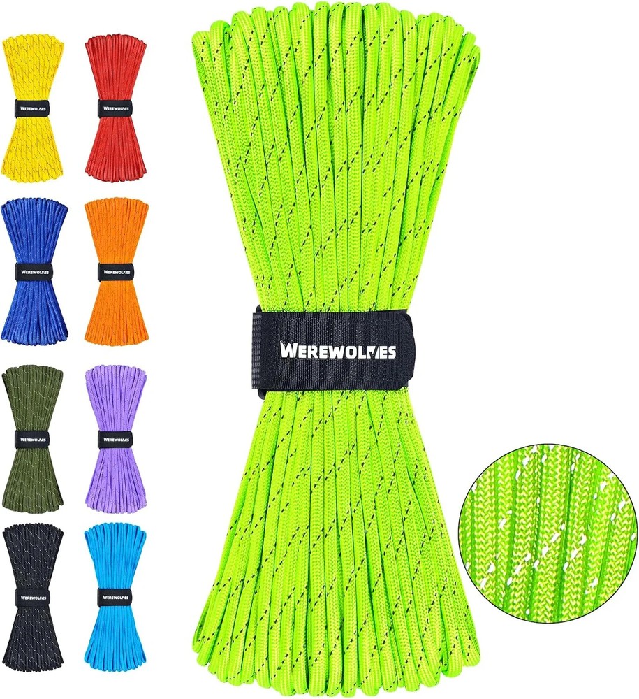 Reflective Paracord Rope 7 Strand Type III Parachute Cord 4Mm 100Ft / 200Ft for