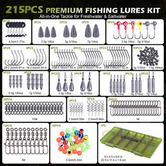 Goture 215pcs Fishing Tackle Kit with Ultra-Slim Organizer Box, Green