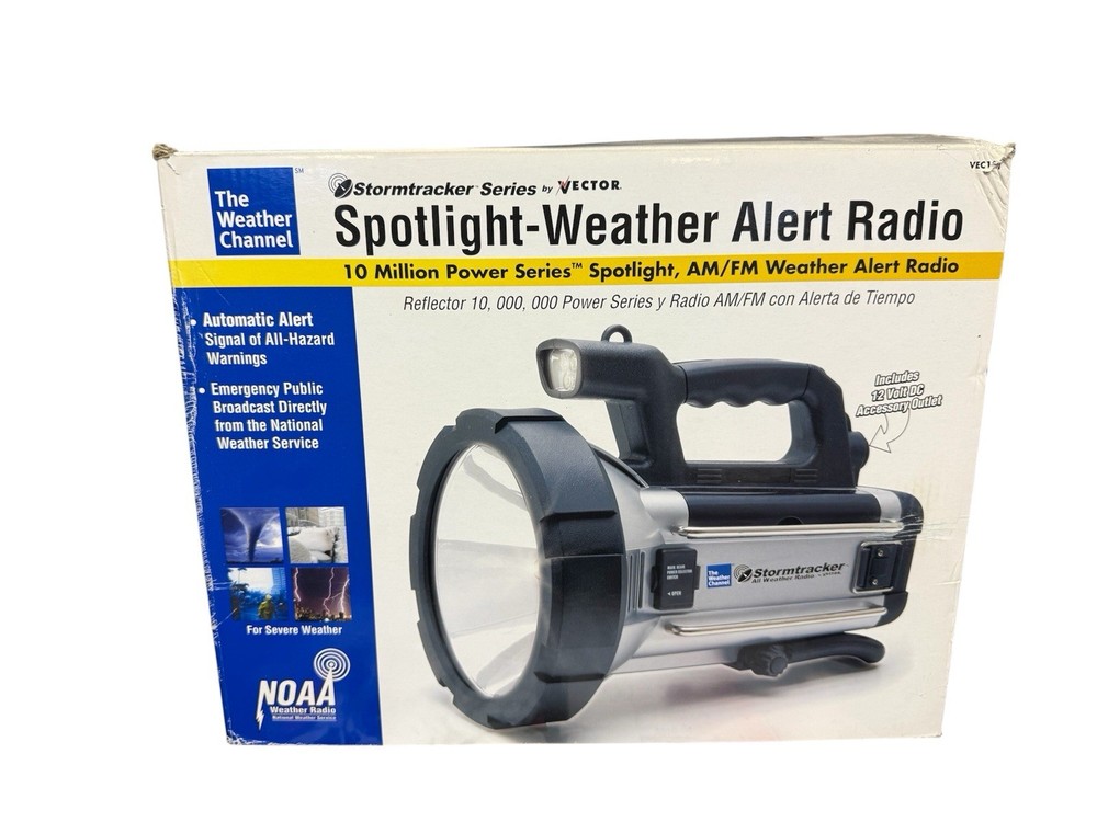 Vector Weather Flashlight 3 Band Radio VEC191 NIB 10,000,000 Power 12VDC Outlet
