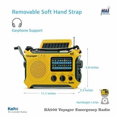 Kaito KA500 Voyager Solar Crank Emergency Weather Alert Radio Bundle with Case