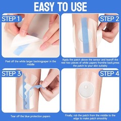 Libre 3 Sensor Covers-60 Pack Waterproof Adhesive Patches -Transparent CGM Tape