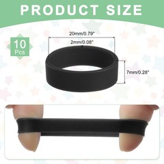 MECCANIXITY 10Pcs Silicone Rubber Bands Non-Slip 1.22 Inch Flat Elastic Black