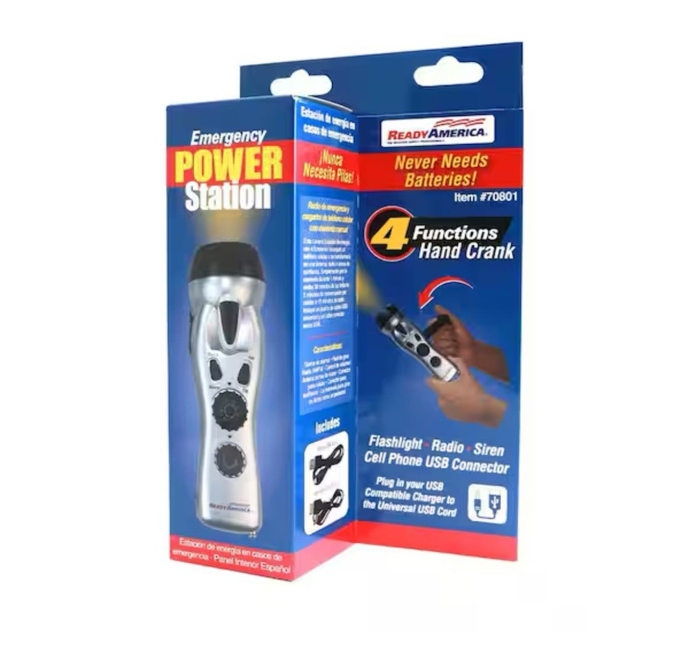Ready America Emergency Power Station Flashlight | Radio | Siren | Phone Charger