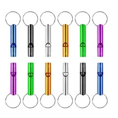 MIDELONG 12 pcs Emergency Whistle with Key Chain, Aluminum Extra Loud Safety