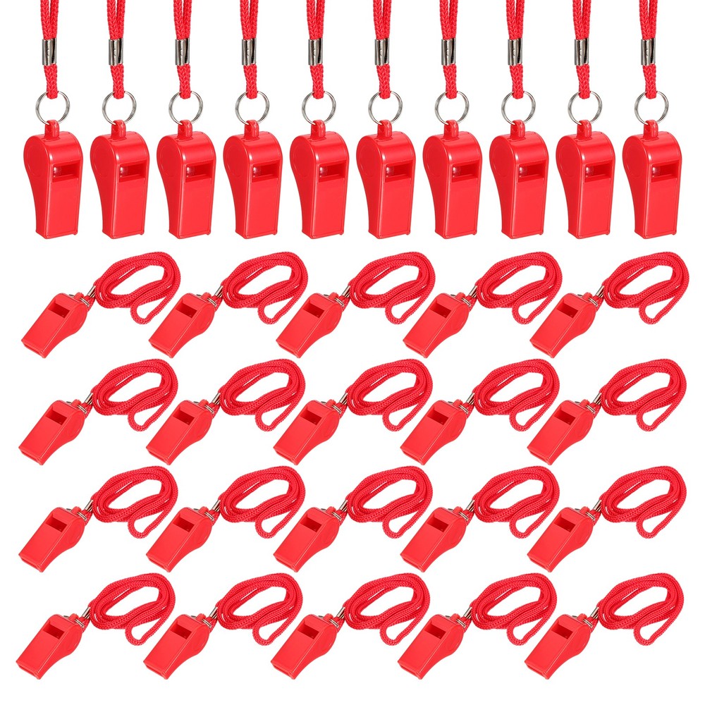 Plastic Whistles with Lanyard, 36 Pcs&Red-Fitting for (Coaches/Referee)