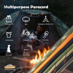 Survival Paracord Parachute Fire Cord Survival Ropes 4-in-1 Fire-Starter Tinder