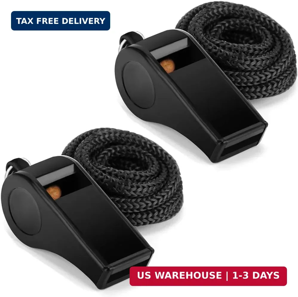 Fya Sports Whistle with Lanyard, Very Loud Black Whistles Great for Coaches, Ref