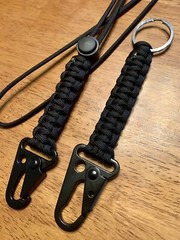 (HK Set) 21” Adjustable ID Neck Lanyard & 6” Carabiner Keychain 550 Paracord H&K
