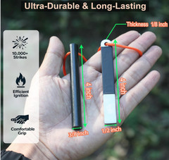 4″ Portable Pocket Waterproof Ferrocerium Ferro Rod Fire Starter Survival Tool,