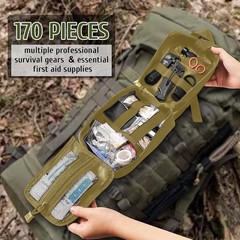 170 PCS Survival First Aid Kit Trauma Emergency Medical Supplies Hiking Camping