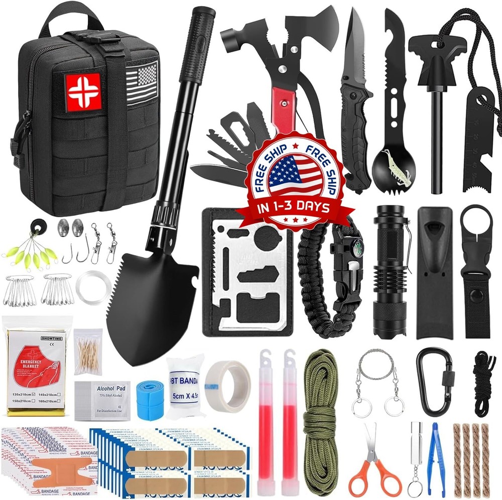 Kit De Supervivencia 142 En 1, Equipo Y Equipo De Supervivencia Potente Negro US