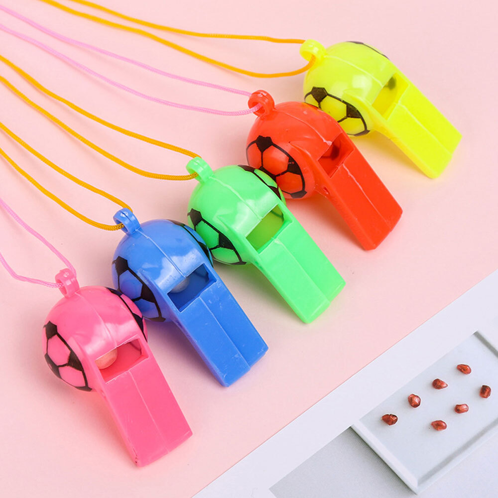 5Pcs Mini Whistle Plastic With Rope Kid Football Soccer Outdoor Whistle Gifts