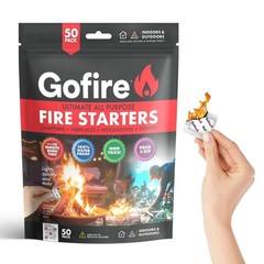 Gofire 50 FIRE STARTERS Camping Hiking Backpacking Campfire Fireplace Grill BOB