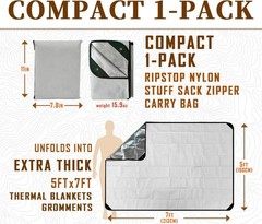 Heavy Duty Survival Blanket -Multifunctional Reflective Tarp Thermal Blanket –