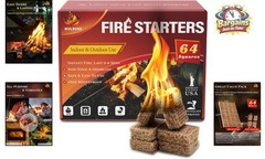 Fire Starter Cubes – 64 Natural Wood Fire Starters for Grilling & Fireplace Use