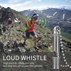 Titanium Emergency Whistle,EDC Safety Whistles Necklace for Camping Outdoor,L…