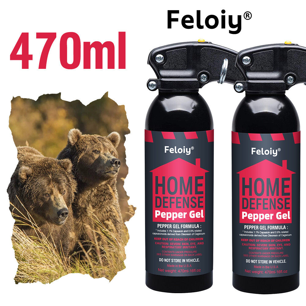 2 Pack Feloiy Home Self Defense 16oz 35Ft, Bear Repellent Spray New w/Holster