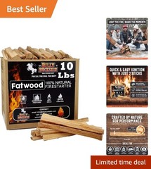 10 Pound Fatwood Fire Starters Natural Resin Ignition for Campfires