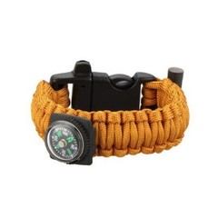Outdoor Multi-functional Emergency Bracelet Yellow Life Line Whistle Compass