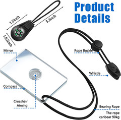 2 Pieces Signal Mirror Survival Mirror Camping Mirror 2 X 3 Inch Emergency Signa