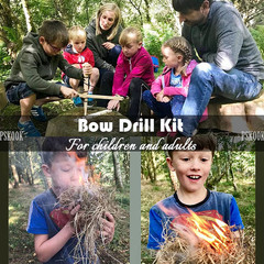 Bow Drill Kit Fire Starter, Primitive Wood, Survival Practice Friction Fire Tool