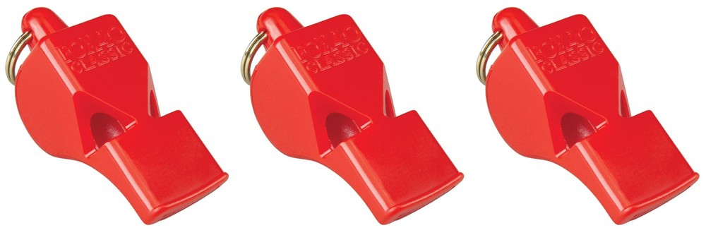 Fox 40 Classic Safety 3-Chamber Pealess Whistle, Red (3-Pack)