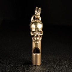 Brass Skull Emergency Whistle Outdoor Survival Safety KeyChain EDC